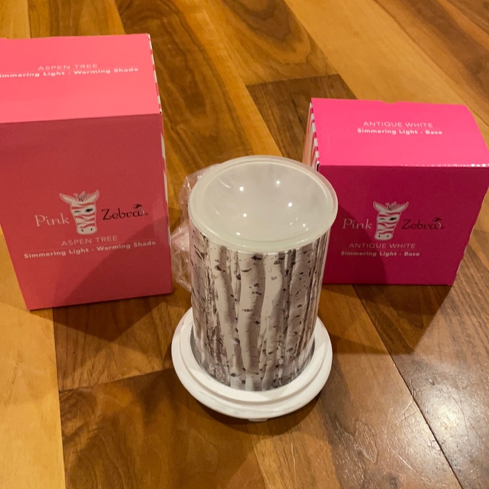 Pink Zebra simmering light warming shade & base